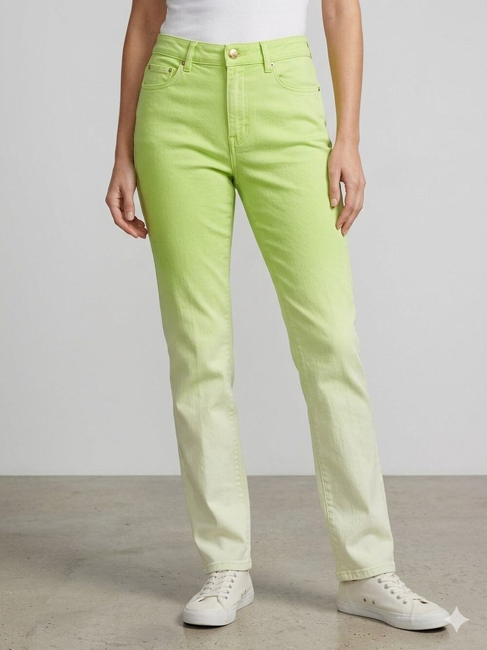 New DG2 Women's Green/White Ombre Slim Tall 8T Light Wash Mid Rise 5-Pkt